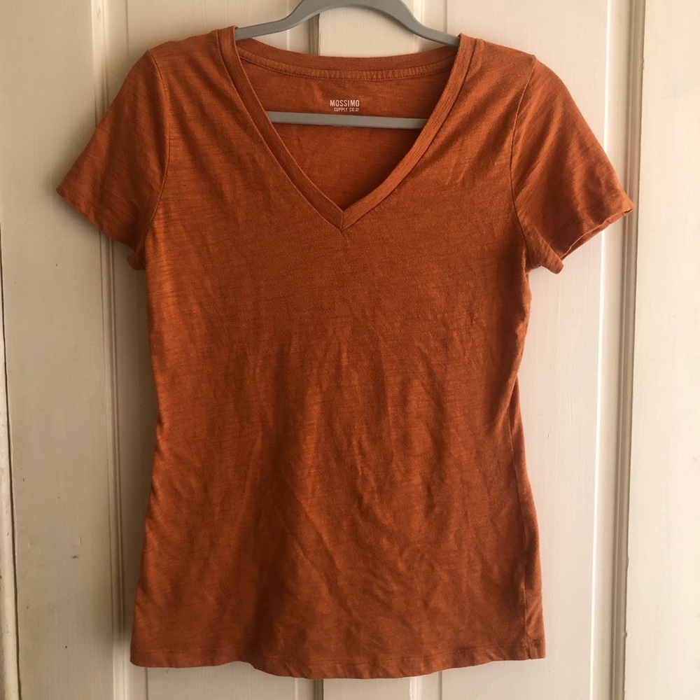 Mossimo Supply Co. Rust Orange V-Neck Short Sleeve Tee
